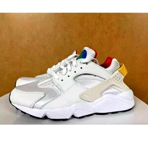 Size 7 - Nike Air Huarache White Multi color Green Womens Classics